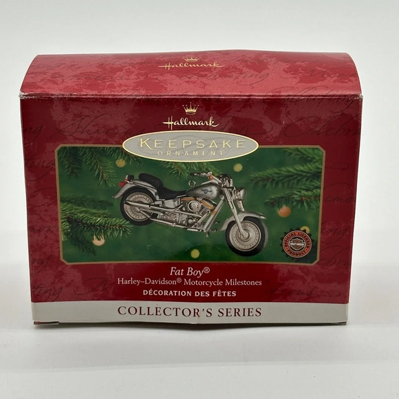 Harley Davidson Fat Boy Ornament Motorcycle 2000 Hallmark Christmas Tree Holiday - Picture 1 of 9